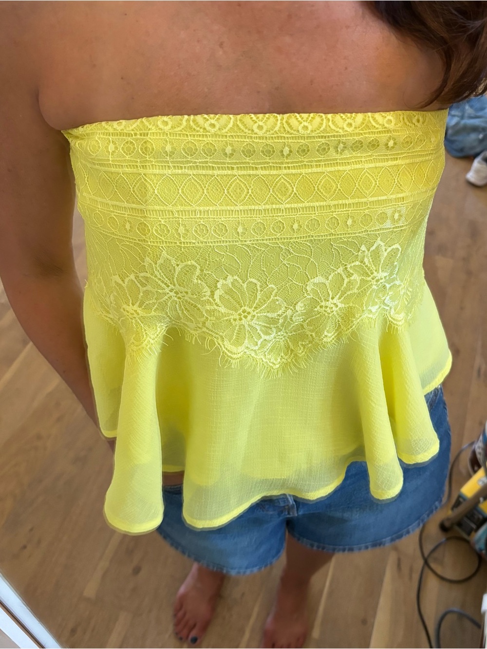 Stella brand Bright Yellow Strapless top NWT